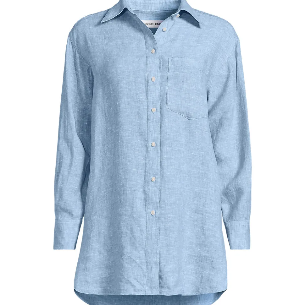 Langes Oversized Premium Reinleinen-Hemd