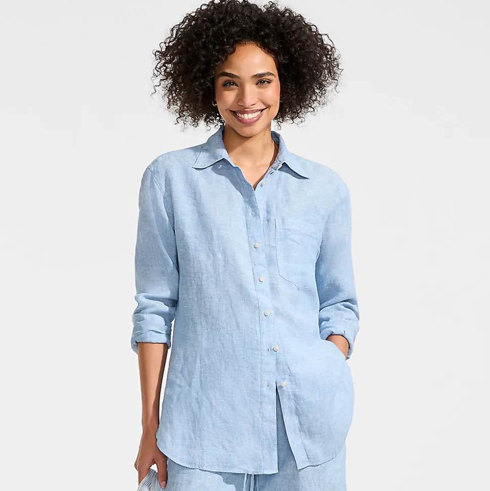 Langes Oversized Premium Reinleinen-Hemd