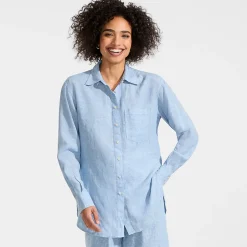 Langes Oversized Premium Reinleinen-Hemd