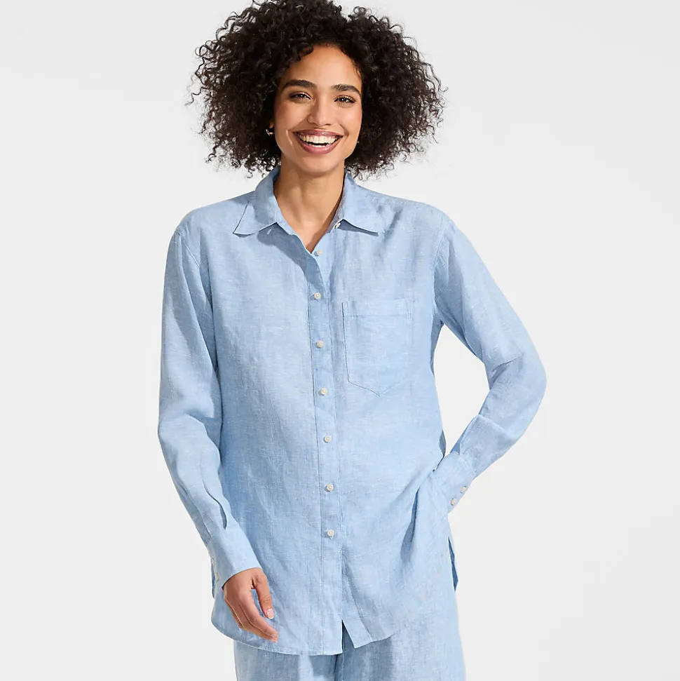 Langes Oversized Premium Reinleinen-Hemd