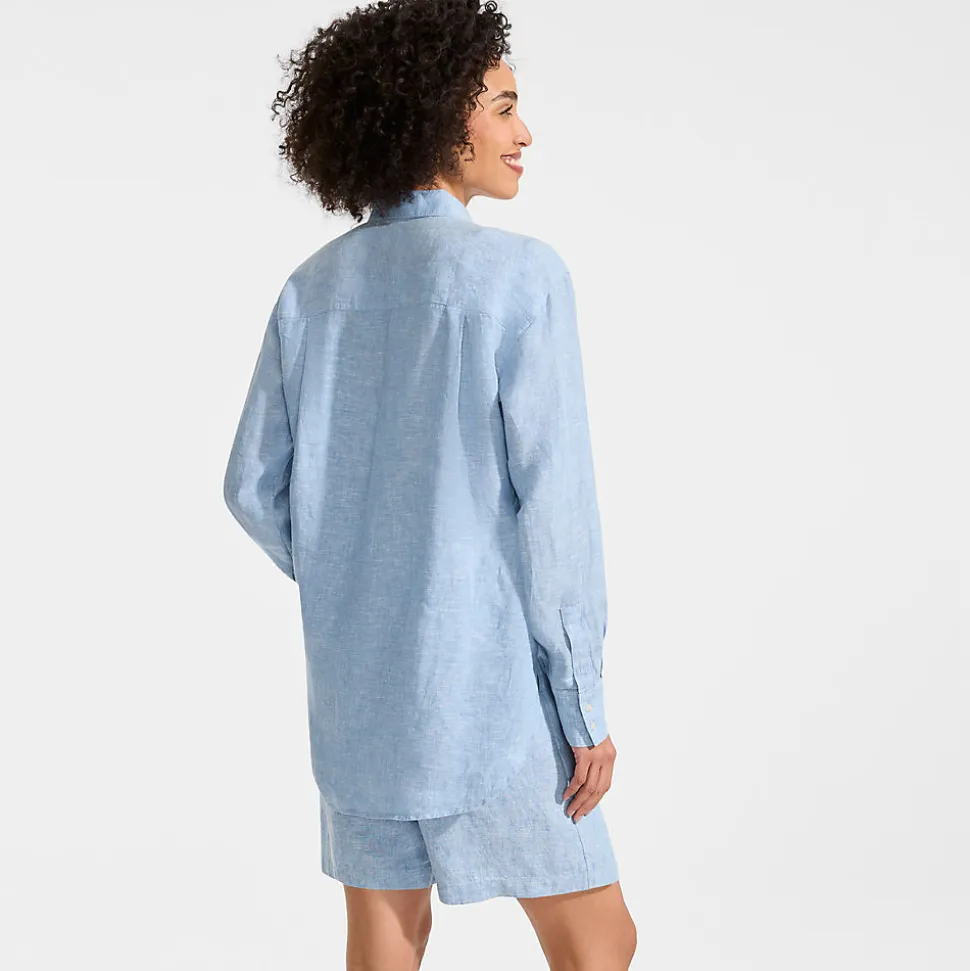 Langes Oversized Premium Reinleinen-Hemd