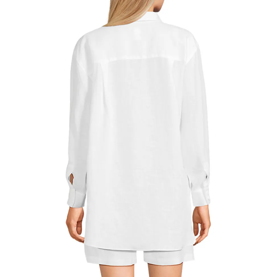Langes Oversized Premium Reinleinen-Hemd