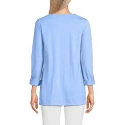 Langes Supima-Shirt mit U-Boot-Ausschnitt für Damen
