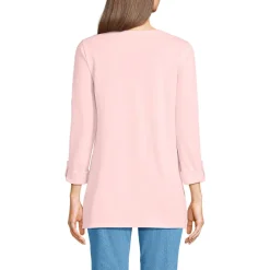 Langes Supima-Shirt mit U-Boot-Ausschnitt für Damen