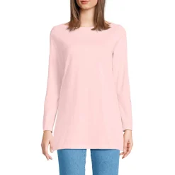 Langes Supima-Shirt mit U-Boot-Ausschnitt für Damen