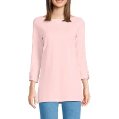 Langes Supima-Shirt mit U-Boot-Ausschnitt für Damen