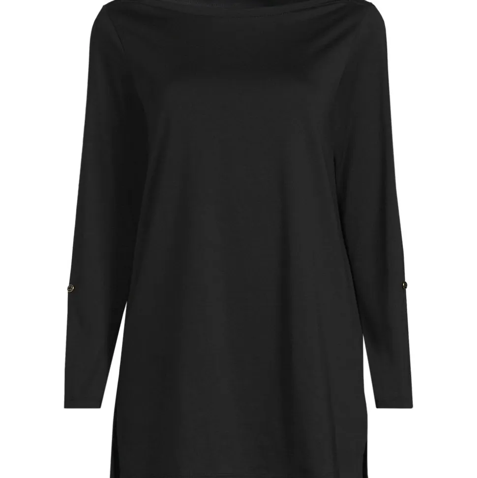 Langes Supima-Shirt mit U-Boot-Ausschnitt für Damen
