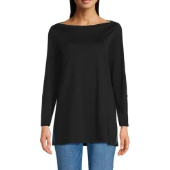 Langes Supima-Shirt mit U-Boot-Ausschnitt für Damen
