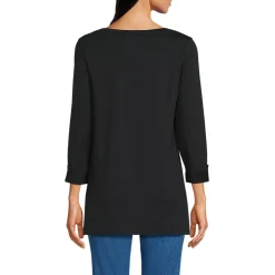Langes Supima-Shirt mit U-Boot-Ausschnitt für Damen