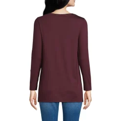 Langes Supima-Shirt mit U-Boot-Ausschnitt für Damen