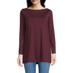 Langes Supima-Shirt mit U-Boot-Ausschnitt für Damen