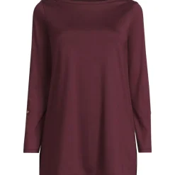 Langes Supima-Shirt mit U-Boot-Ausschnitt für Damen