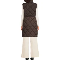 Lange Steppweste mit geraffter Taille für Damen