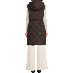 Lange Steppweste mit geraffter Taille für Damen