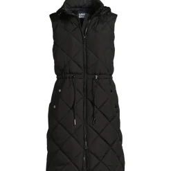 Lange Steppweste mit geraffter Taille für Damen
