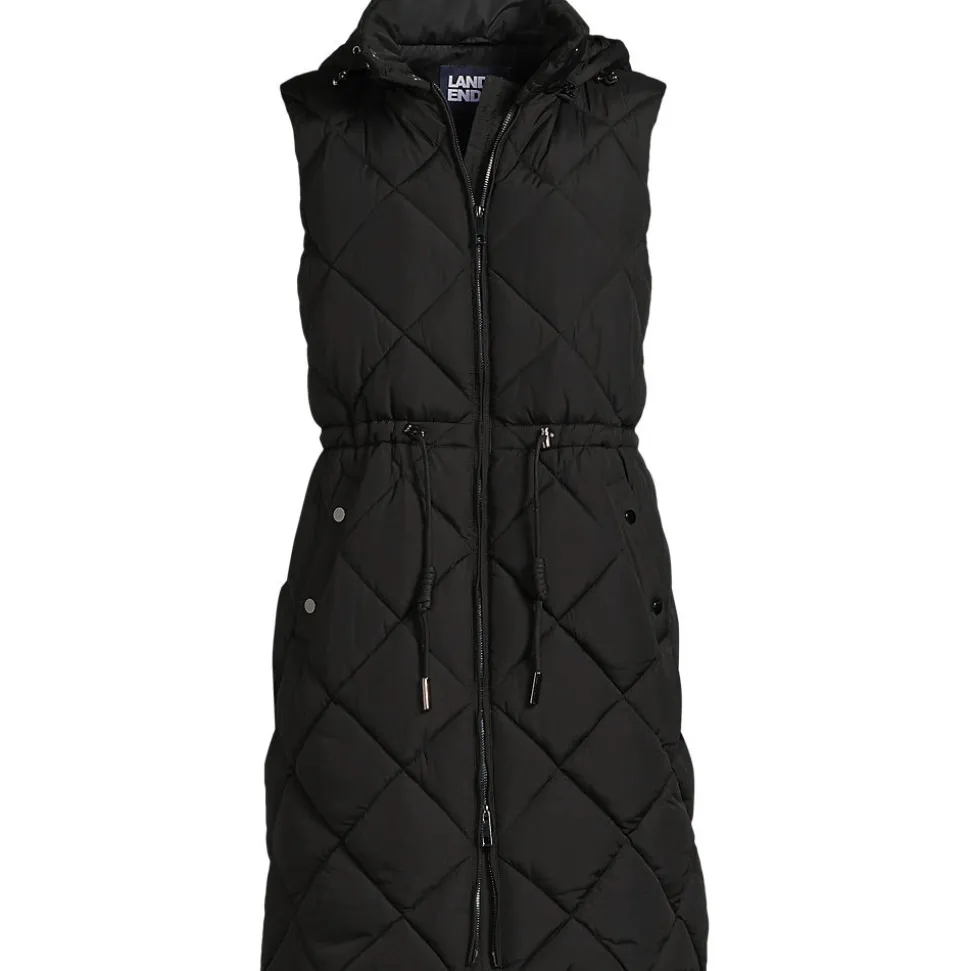Lange Steppweste mit geraffter Taille für Damen