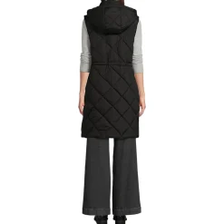 Lange Steppweste mit geraffter Taille für Damen
