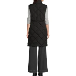 Lange Steppweste mit geraffter Taille für Damen