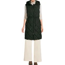 Lange Steppweste mit geraffter Taille für Damen