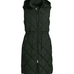 Lange Steppweste mit geraffter Taille für Damen