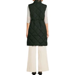 Lange Steppweste mit geraffter Taille für Damen