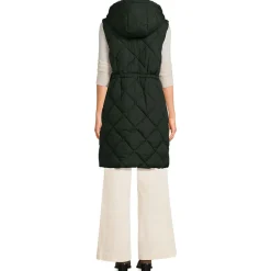 Lange Steppweste mit geraffter Taille für Damen
