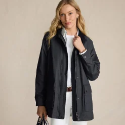 Lange Wachsjacke aus Baumwolle für Damen