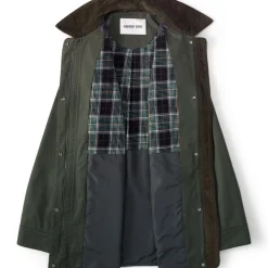 Lange Wachsjacke aus Baumwolle für Damen