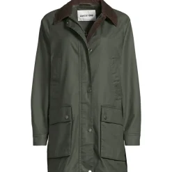 Lange Wachsjacke aus Baumwolle für Damen