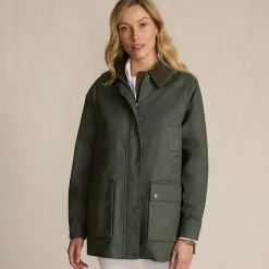 Lange Wachsjacke aus Baumwolle für Damen