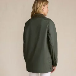 Lange Wachsjacke aus Baumwolle für Damen