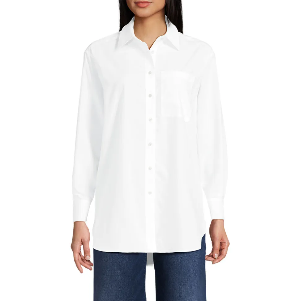 Lange weite Bügelfrei-Bluse für Damen