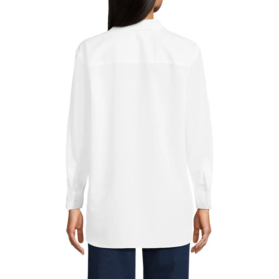 Lange weite Bügelfrei-Bluse für Damen