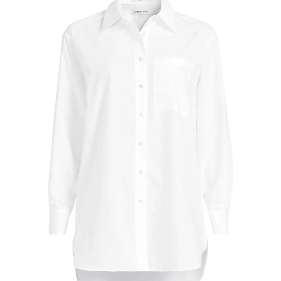 Lange weite Bügelfrei-Bluse für Damen