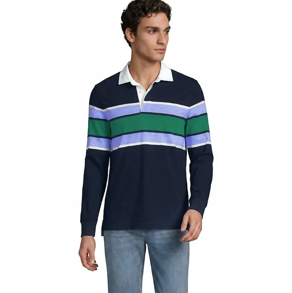 Langärmeliges Flammgarn-Rugbyshirt für Herren