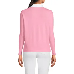 Langärmeliges Poloshirt mit Webkragen für Damen
