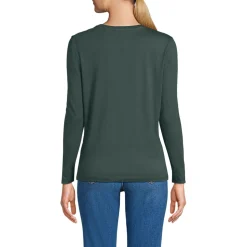 Langärmeliges Supima-Shirt mit Rundausschnitt für Damen