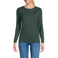 Langärmeliges Supima-Shirt mit Rundausschnitt für Damen