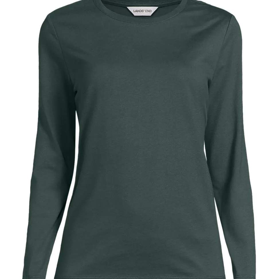 Langärmeliges Supima-Shirt mit Rundausschnitt für Damen
