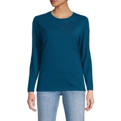 Langärmeliges Supima-Shirt mit Rundausschnitt für Damen