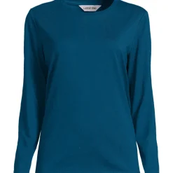Langärmeliges Supima-Shirt mit Rundausschnitt für Damen