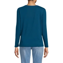 Langärmeliges Supima-Shirt mit Rundausschnitt für Damen
