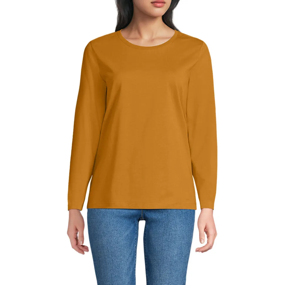 Langärmeliges Supima-Shirt mit Rundausschnitt für Damen