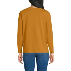 Langärmeliges Supima-Shirt mit Rundausschnitt für Damen