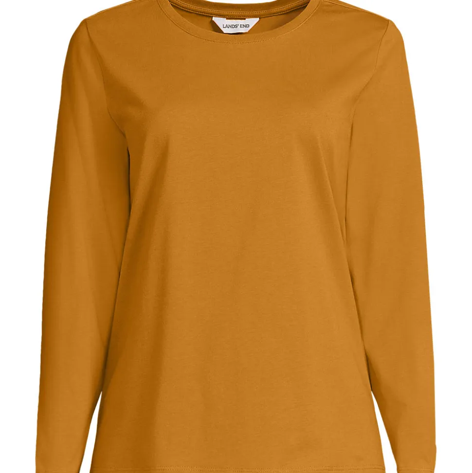 Langärmeliges Supima-Shirt mit Rundausschnitt für Damen