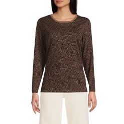 Langärmeliges Supima-Shirt mit Rundausschnitt für Damen