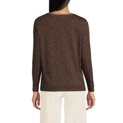 Langärmeliges Supima-Shirt mit Rundausschnitt für Damen