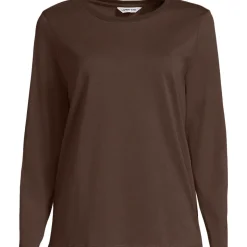 Langärmeliges Supima-Shirt mit Rundausschnitt für Damen