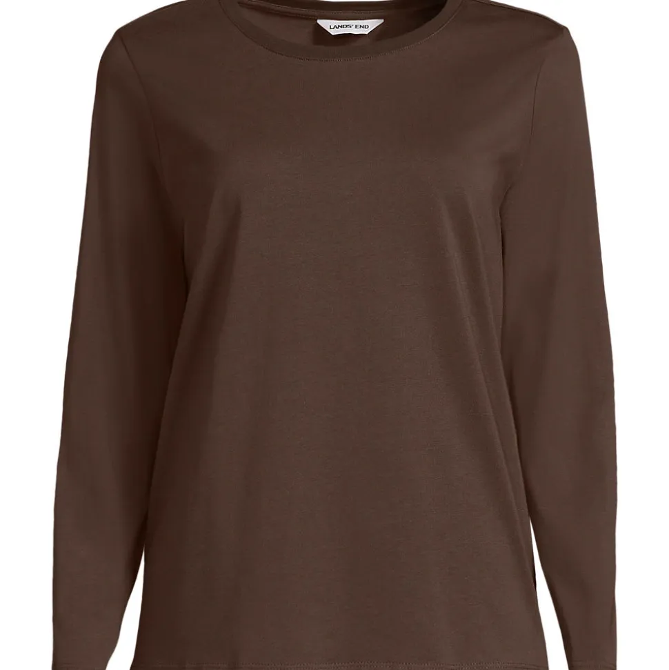 Langärmeliges Supima-Shirt mit Rundausschnitt für Damen
