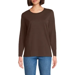 Langärmeliges Supima-Shirt mit Rundausschnitt für Damen